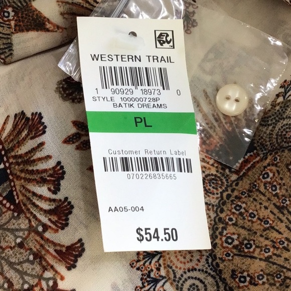 Style & Company Batik Dreams Long Sleeve Button Down Floral Blouse NEW - Picture 8 of 8